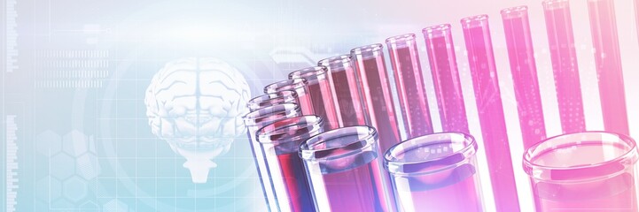 Wall Mural - composite image of dna helix and brain interface