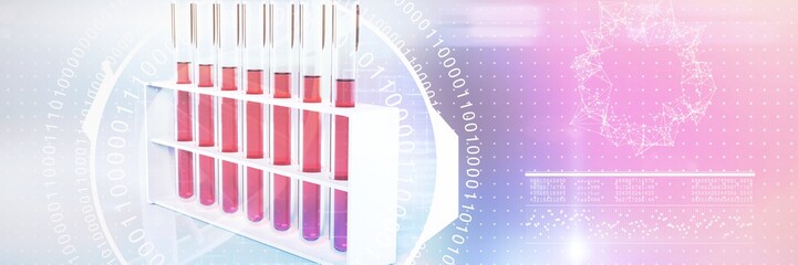 Wall Mural - composite image of digital image of dna helix with numbers