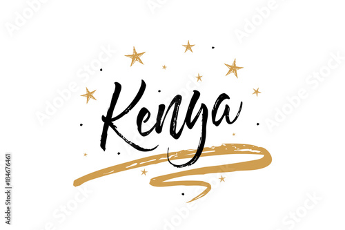 Kenya. Name country word text card, banner script ...