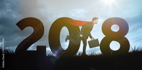 Fotografie, Obraz Composite image of side view of businessman wearing red cape