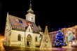 Zagreb christmas time advent. / Scenic view at upper town square in Zagreb town, advent christmas time in Croatia, Europe. 