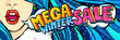 © vectorstory - Open mouth and Mega Winter Sale Message in pop art style