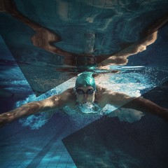 Wall Mural - Fit swimmer training by himself