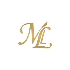 Wall Mural - Initial letter ML, overlapping elegant monogram logo, luxury golden color