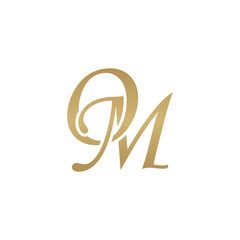 Wall Mural - Initial letter OM, overlapping elegant monogram logo, luxury golden color