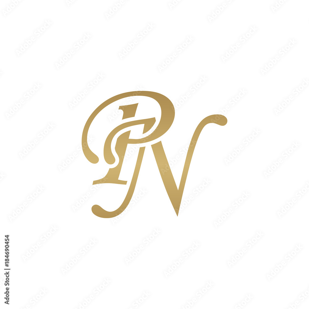 Pn Image Initial letter PN, overlapping elegant monogram logo, luxury golden ...