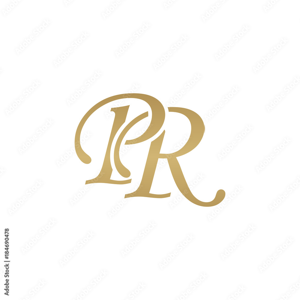 P R Letters Initial letter PR, overlapping elegant monogram logo, luxury golden ...