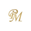 Initial letter PM, overlapping elegant monogram logo, luxury golden color