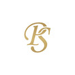 Initial letter PS, overlapping elegant monogram logo, luxury golden color