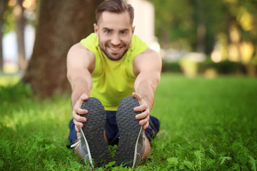 Sticker - Sporty young man training outdoors