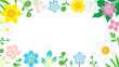 Round frame of Colorful Wildflowers White background