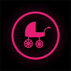 Poster - Neon Button rund - Kinderwagen