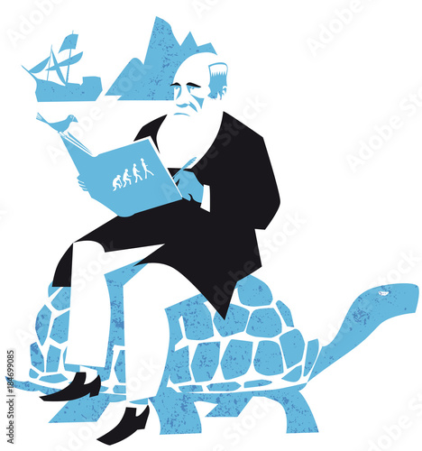 Cuadros en Lienzo Charles Darwin, the Origin of Species, vector illustration