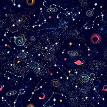 Galaxy Constilation Seamless Pattern Print