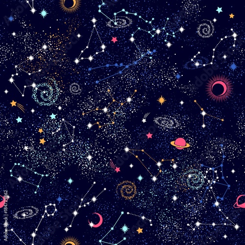 Cotton fabric Galaxy constilation jednolity wzór druku