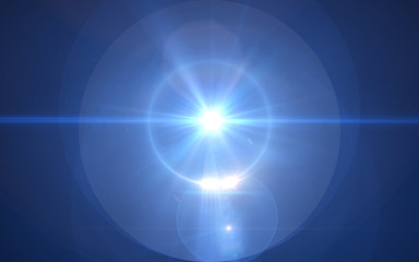 Wall Mural - abstract blue thick lens flare light over black background