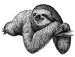 canvas print picture - black and white engrave isolated sloth illustration