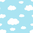 light blue sky white clouds pattern seamless vector