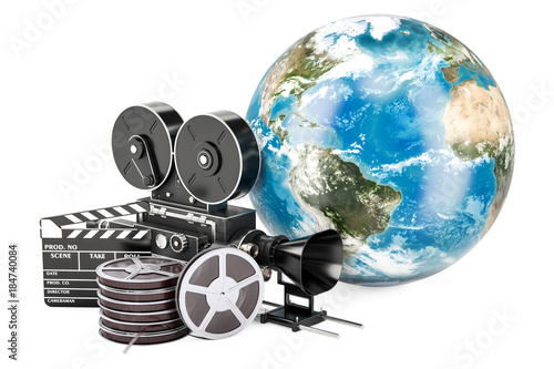 Fotomural World cinematography, film industry concept. 3D rendering