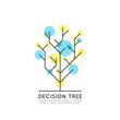 Vector Icon Style Illustration Concept of Machine Learning, Artificial Intelligence, Decision Tree Algorithm Flowchart, Technology of Future, Isolated Symbols for Web and Mobile