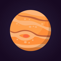 jupiter planet vector illustration isolated in cartoon style.