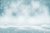 Fototapeta Las - Winter background. Winter bright landscape with snowdrifts and falling snow.
