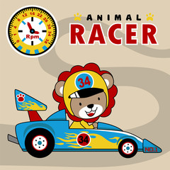 Wall Mural - Car racing cartoon vector 