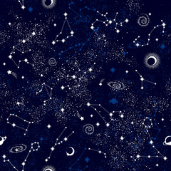 Wall Mural - Galaxy constilation seamless pattern print