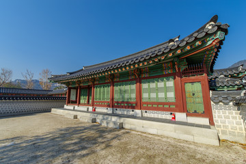 Wall Mural - Beautiful traditional house at Gyeongbok Palace, Seoul , Korea