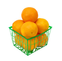 mandarin in  basket isolated on white background