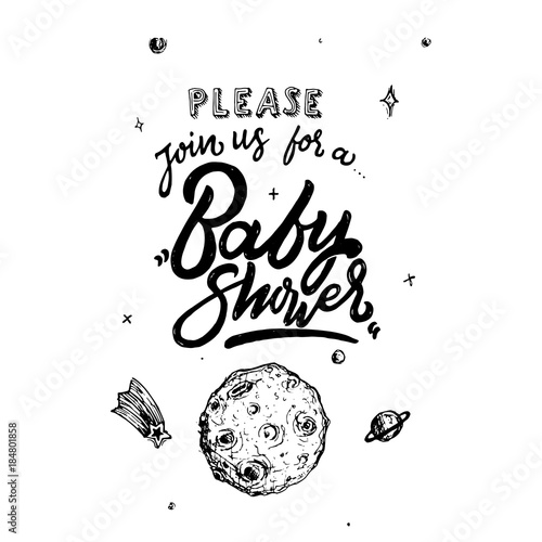 space themed baby shower invitations
