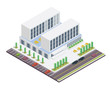 Modern Office Building Illustration in Isometric View, Suitable for Diagrams, Infographics, Illustration, And Other Graphic Related Assets