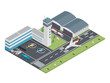 Modern Urban Airport Terminal Isometric Illustration, Suitable for Diagrams, Infographics, Illustration, And Other Graphic Related Assets
