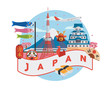 Japanese Famous Tourist Destination Banner Illustration