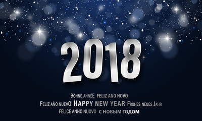 Happy New Year 2018 greeting card.