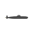 Large submarine icon. Navy vehicle. Military underwater transport in black color. Graphic design for logo, website, mobile game. Flat vector illustration
