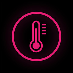 Sticker - Neon Button rund - Thermometer heiß