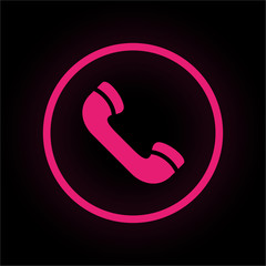 Poster - Neon Button rund - Telefon - Dienstleistung