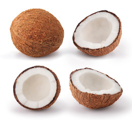 Wall Mural - Coconuts isolated on white background. Collection.