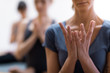Women practicing yoga and meditation
