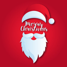 Red Merry Christmas Santa Beard Card Illustration