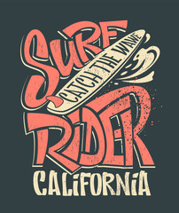 surf rider print. t-shirt graphic design