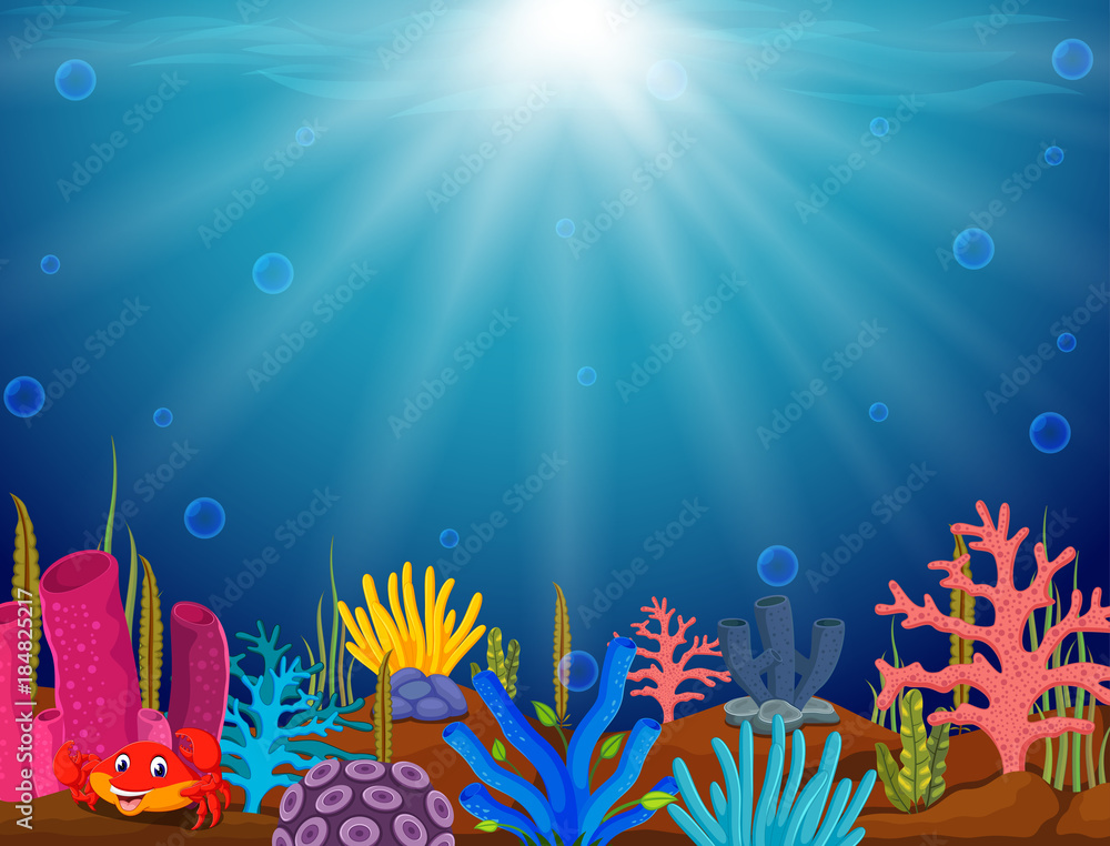 Underwater scene with tropical coral reef Stock Vector | Adobe Stock