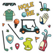 Vintage 80s-90s Golf Fashion Cartoon Illustration Set Suitable for Badges, Pins, Sticker, Patches, Fabric, Denim, Embroidery and Other Fashion Related Purpose
