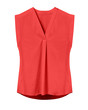 Red elegant woman summer sleeveless office blouse isolated on white