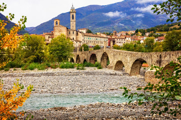 Bobbio - beautiful medieval town with impressive roman bridge, Italy