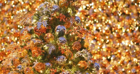 Wall Mural - Christmas tree light with golden bokeh