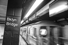 Brooklyn Bridge Subway Sign In New York City Manhattan Station