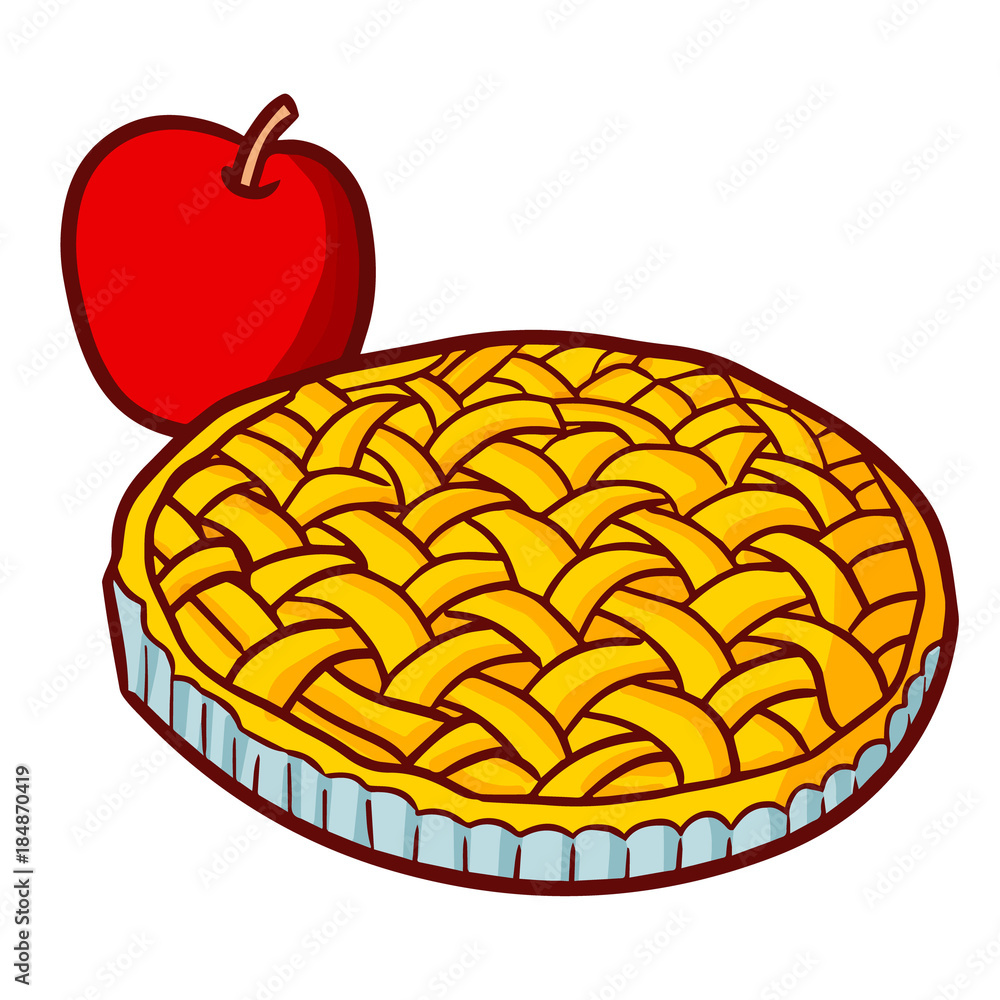 Funny and yummy apple pie - vector. Stock Vector | Adobe Stock, image size:1000x1000