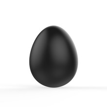 Black Egg On Isolated White Background, 3d Illustration